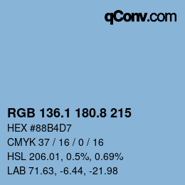 カラーコード: RGB 136.1 180.8 215 | qconv.com