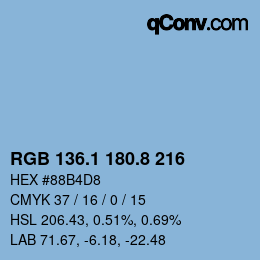 Color code: RGB 136.1 180.8 216 | qconv.com