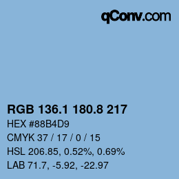 Color code: RGB 136.1 180.8 217 | qconv.com