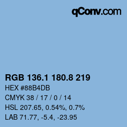 Color code: RGB 136.1 180.8 219 | qconv.com
