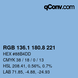 Color code: RGB 136.1 180.8 221 | qconv.com