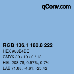 Farbcode: RGB 136.1 180.8 222 | qconv.com