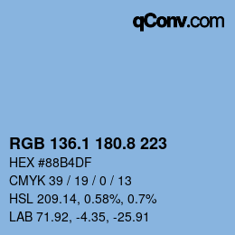 Color code: RGB 136.1 180.8 223 | qconv.com