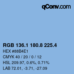 カラーコード: RGB 136.1 180.8 225.4 | qconv.com