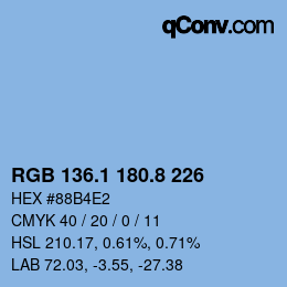 Color code: RGB 136.1 180.8 226 | qconv.com