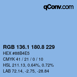 Color code: RGB 136.1 180.8 229 | qconv.com