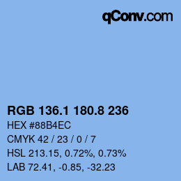 Color code: RGB 136.1 180.8 236 | qconv.com