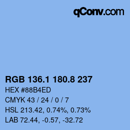 カラーコード: RGB 136.1 180.8 237 | qconv.com