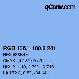 Farbcode: RGB 136.1 180.8 241 | qconv.com