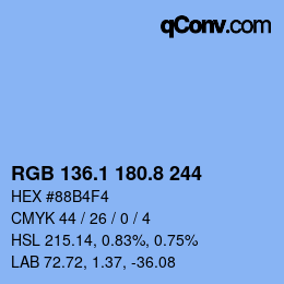 Color code: RGB 136.1 180.8 244 | qconv.com