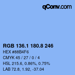 カラーコード: RGB 136.1 180.8 246 | qconv.com