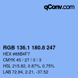 Farbcode: RGB 136.1 180.8 247 | qconv.com