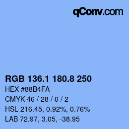 Código de color: RGB 136.1 180.8 250 | qconv.com