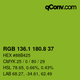 カラーコード: RGB 136.1 180.8 37 | qconv.com