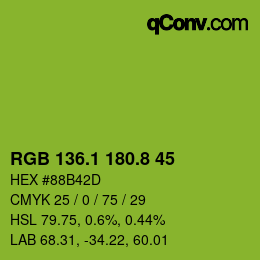 カラーコード: RGB 136.1 180.8 45 | qconv.com