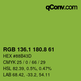カラーコード: RGB 136.1 180.8 61 | qconv.com