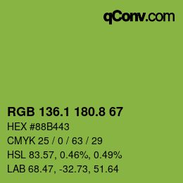 カラーコード: RGB 136.1 180.8 67 | qconv.com