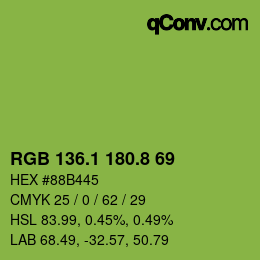 カラーコード: RGB 136.1 180.8 69 | qconv.com