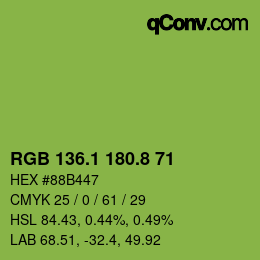 カラーコード: RGB 136.1 180.8 71 | qconv.com