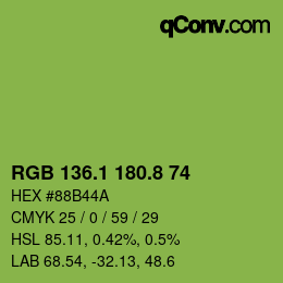カラーコード: RGB 136.1 180.8 74 | qconv.com