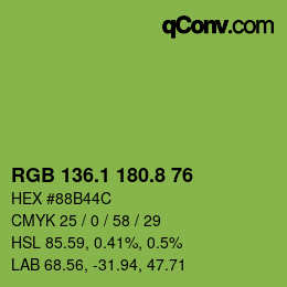 カラーコード: RGB 136.1 180.8 76 | qconv.com