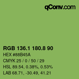 カラーコード: RGB 136.1 180.8 90 | qconv.com