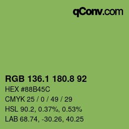カラーコード: RGB 136.1 180.8 92 | qconv.com