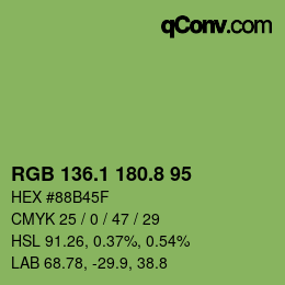 カラーコード: RGB 136.1 180.8 95 | qconv.com