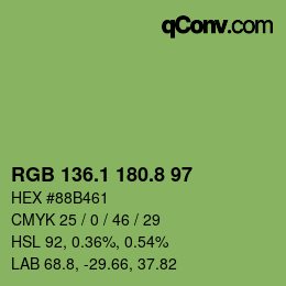 カラーコード: RGB 136.1 180.8 97 | qconv.com