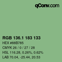 カラーコード: RGB 136.1 183 133 | qconv.com