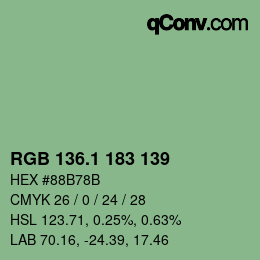 カラーコード: RGB 136.1 183 139 | qconv.com