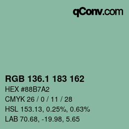 カラーコード: RGB 136.1 183 162 | qconv.com