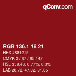 カラーコード: RGB 136.1 18 21 | qconv.com