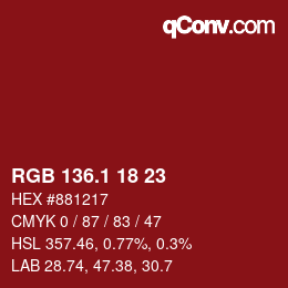 カラーコード: RGB 136.1 18 23 | qconv.com