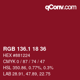カラーコード: RGB 136.1 18 36 | qconv.com