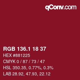 カラーコード: RGB 136.1 18 37 | qconv.com