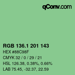 カラーコード: RGB 136.1 201 143 | qconv.com