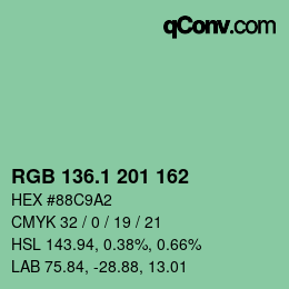 カラーコード: RGB 136.1 201 162 | qconv.com