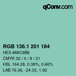 カラーコード: RGB 136.1 201 184 | qconv.com