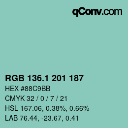 カラーコード: RGB 136.1 201 187 | qconv.com