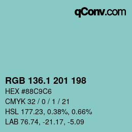 Color code: RGB 136.1 201 198 | qconv.com