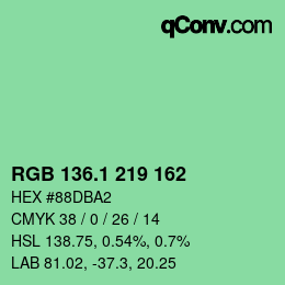 カラーコード: RGB 136.1 219 162 | qconv.com