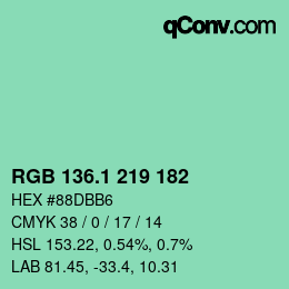 カラーコード: RGB 136.1 219 182 | qconv.com