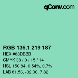 カラーコード: RGB 136.1 219 187 | qconv.com