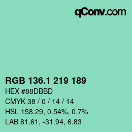 カラーコード: RGB 136.1 219 189 | qconv.com