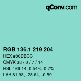 カラーコード: RGB 136.1 219 204 | qconv.com