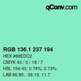 カラーコード: RGB 136.1 237 194 | qconv.com