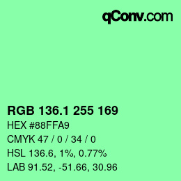 カラーコード: RGB 136.1 255 169 | qconv.com