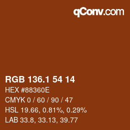 カラーコード: RGB 136.1 54 14 | qconv.com