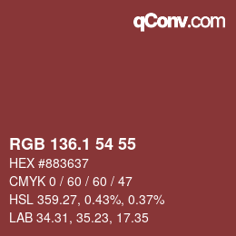 カラーコード: RGB 136.1 54 55 | qconv.com